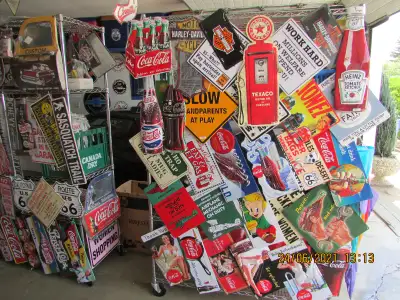 My personal Metal sign collection,40 years collecting.,., View more