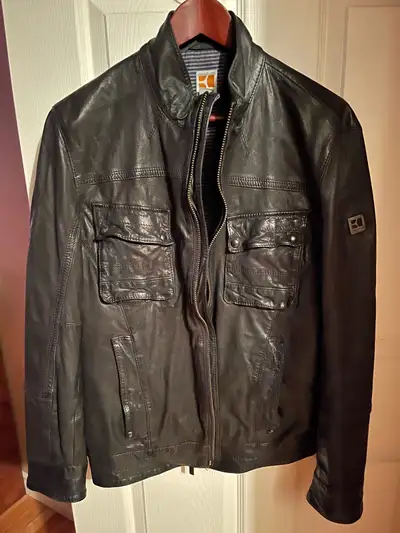 Hugo Boss Leather Bomber Jacket, View more