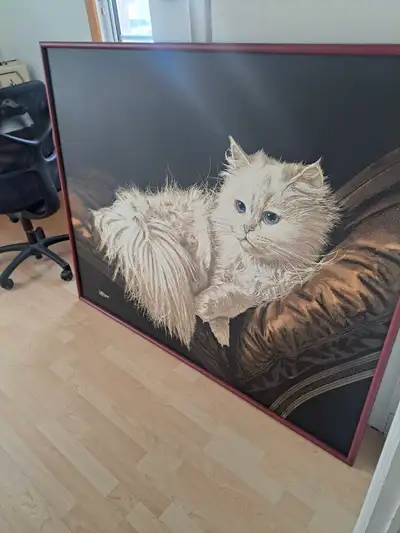 Grande Peinture Letterman "chat persan" 4x5 pieds , View more
