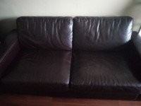 Dark brown leather couch 