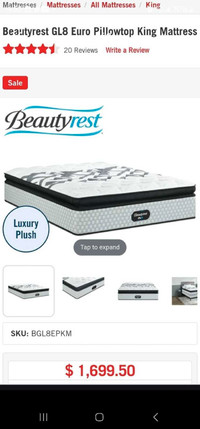 Beautyrest eurotop king battress and box springs