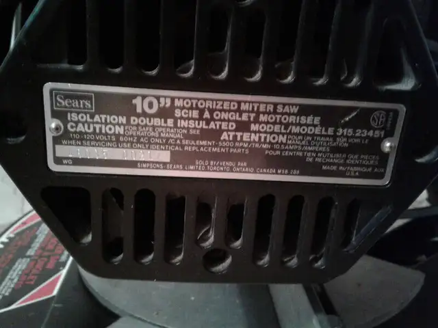 10 Inch Sears Craftsman Miter Saw in Power Tools in Medicine Hat - Image 11