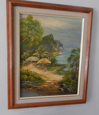 Large Oil on Canvas Original Painting of a Tropical Paradise