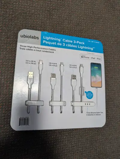 Ubiolabs Lightning Cable 3-Pack - new, sealed -- $20.00, View more