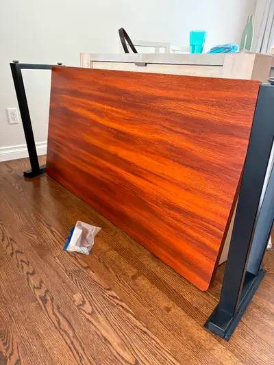 Desk Modern Wood Grain with Black metal Legs, View more