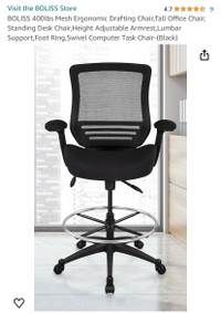 New BOLISS 400lbs Mesh Ergonomic Drafting Chair Standing Desk Ch