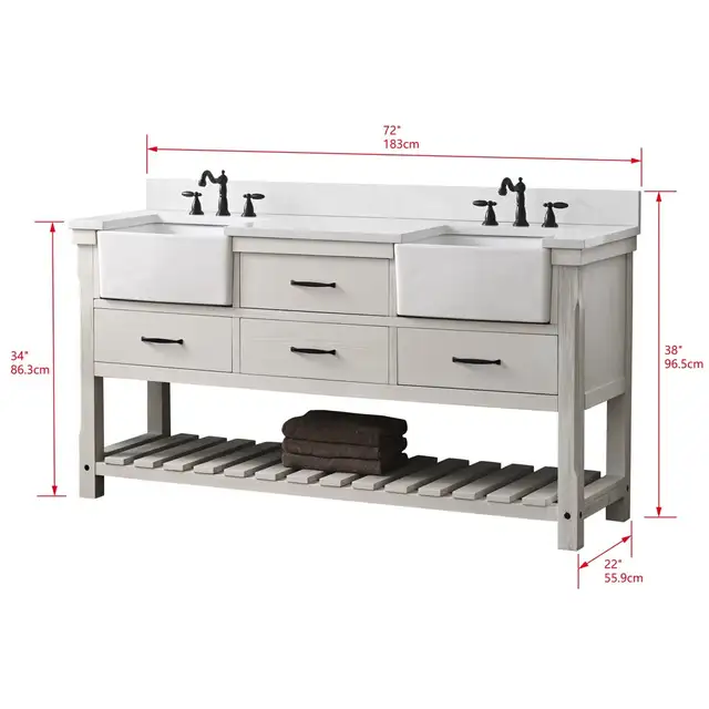 BRAND NEW Farmhouse style 72'' Double Bathroom Vanity in Bathwares in Oakville / Halton Region - Image 3