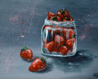 Painting "Strawberries". Handmade, canvas, acrylic.