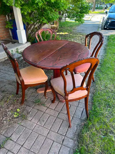 Round Wooden Dining Table and 4 Chairs, View more