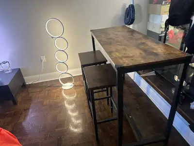 HOOBRO Table and Chairs Set Brown, 120 cm - Like New, View more