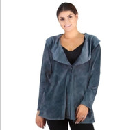 Rhonda Shear Fleece Wrap Cardigan Aize Large Dark Grey 