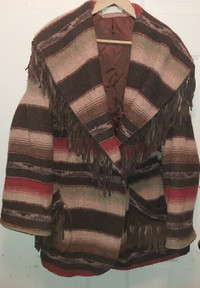 Vintage Paris sports club western tasseled wool coat