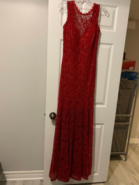  Red mermaid lace dress 