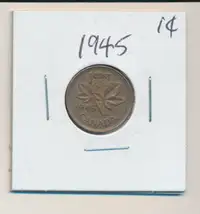ORIGINAL RARE VINTAGE 1945 CANADIAN 1¢ KING GEORGE PENNY