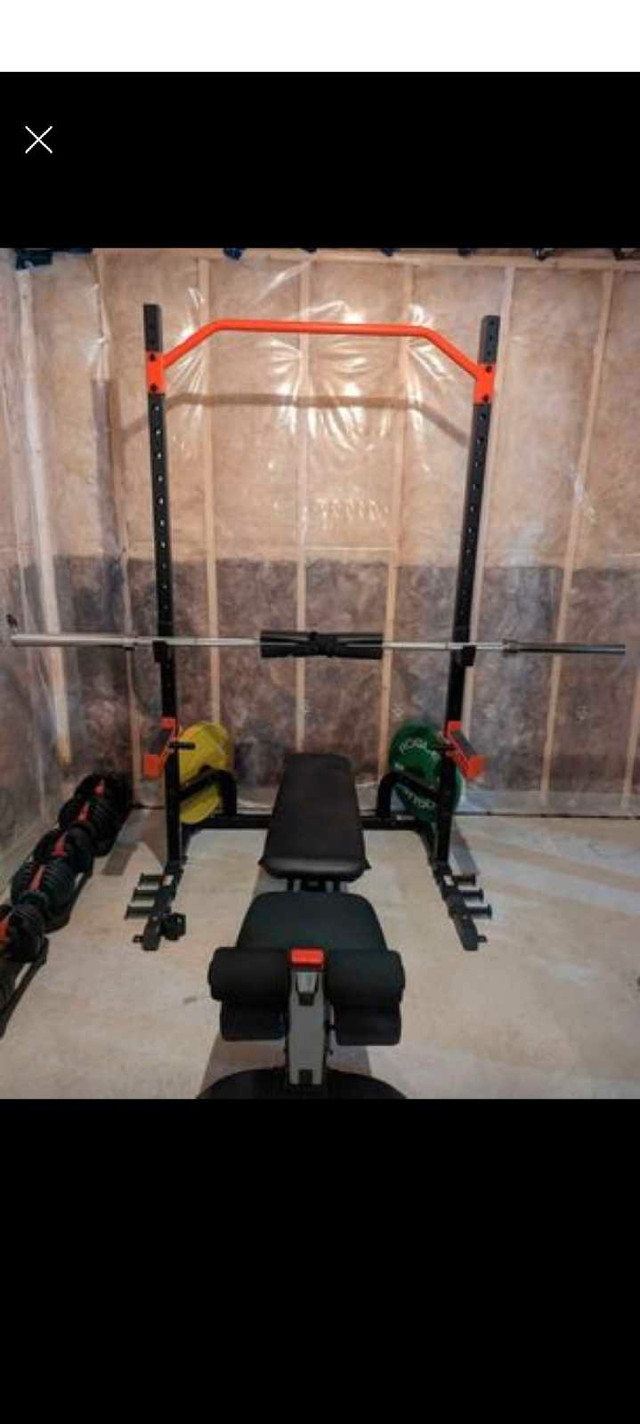 Power cage rack with Olympic bar and Bowflex bench  in Exercise Equipment in Windsor Region - Image 4
