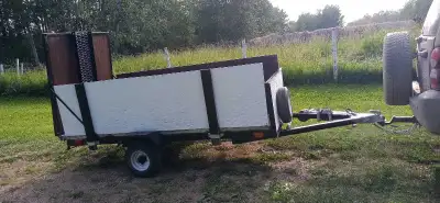 Registered awesome bike/utility trailer 4'x8' Light and easy to haul, tracks well with the new wheel...