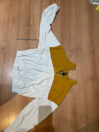 Yellow & White Crop Top