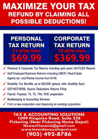 PERSONAL/CORPORATE TAX RETURNS PREPARATION AND EFILING SERVICES