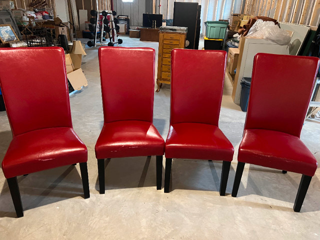 Red Leather Dinning Chairs in Chairs & Recliners in Kingston