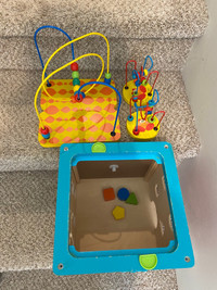 Kids wooden play cube with bead mazes