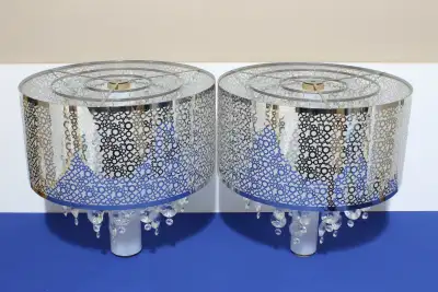Chrome Drum Lamp Shades w/ Faux Crystals, View more