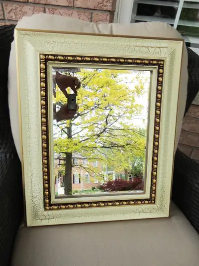 Distressed Vintage Look 23"x19" Bevelled Frame Wall Mount Mirror, View more