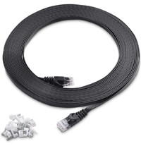 Cat6 Flat Ethernet Cable 30 Feet in Black