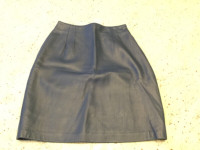 Navy Blue Leather Skirt - Size 6