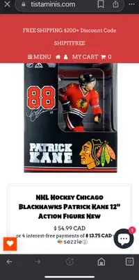 Patrick Kane Hockey 12 inches