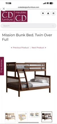 Crate design twin over double bunk bed mission style bunk bed