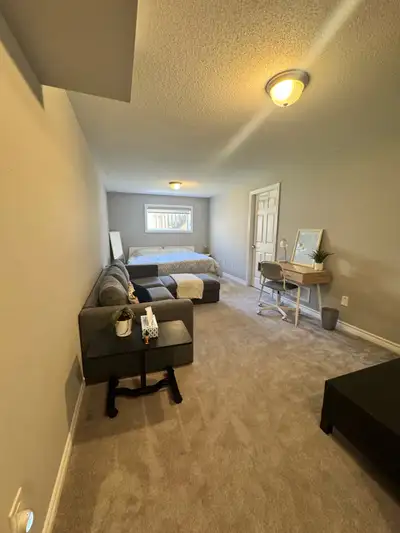 Spacious and fully furnished basement room in a quiet, clean home – perfect for a student or single...