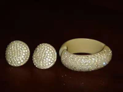 Vintage Bangle & Clip on Earrings, View more