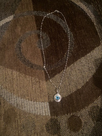 14kt white gold necklace with eye pendant 