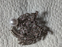 Antique silver pearl brooch