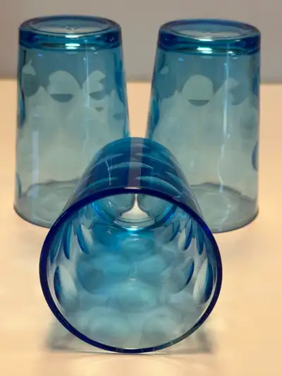 3 PETITS VERRES BLEUS RÉTRO VINTAGE MID CENTURY MCM POIS GLASSES, View more