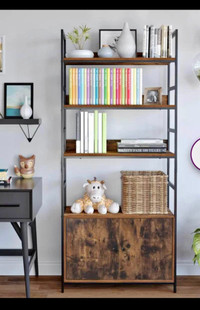 Modern Bookshelf 3 Tier Free Standing Wood Look Ladder Shelf Sto