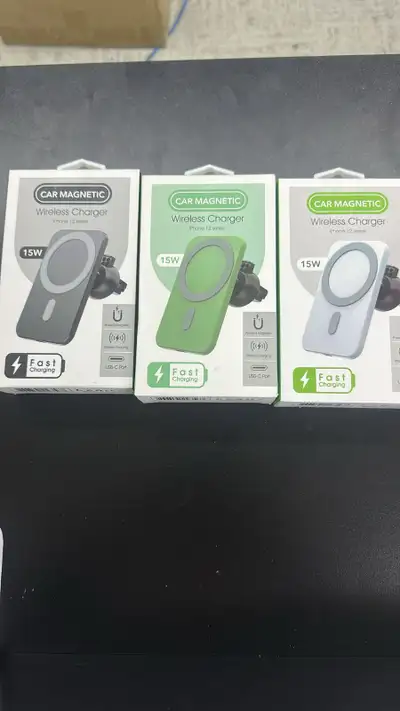 15 W car magsafe fast charger and magnetic phone holder, View more