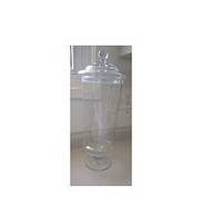 Vintage Apothecary Jar with Lid Pedestal Glass Etched Flowers