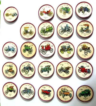 VINTAGE 1962 JELL-O/HOSTESS AUTOMOBILE TOKENS 1$ EACH YOUR CHOICE / 1 $ CHAQUE AU CHOIX Available in...
