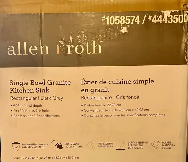 Allen + Roth Granite Kitchen Sink628632720729611212