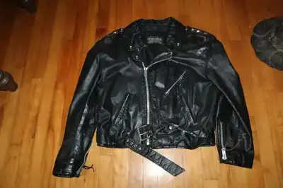 Vintage womens rocker punk leather jacket motorcycle large xl, View more