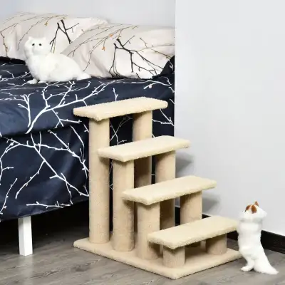 23.5" 4 Tier Pet Stairs Dog Cat Step. Beige Color., View more