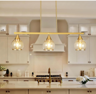 Lampe suspendu à 3 lumières avec abat-jour en verre, NEUF, View more