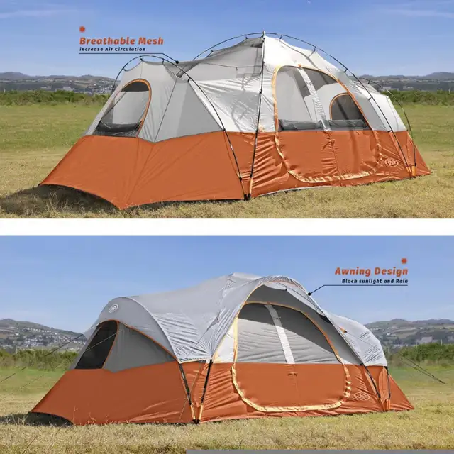 UNP Camping Tent 10-Person-Family Tent, Orange in Fishing, Camping & Outdoors in Markham / York Region - Image 6