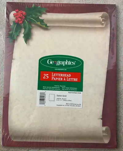 25 Santa’s scroll printer pages - never used, View more