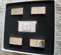 Silver plate dominoes place card holders Oscar de La Renta