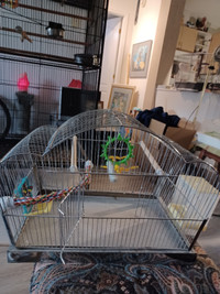 Vintage stainless steel bird cage with rubber liner