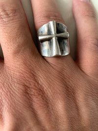 Mens silver cross ring