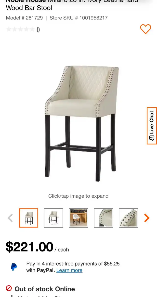 28" Ivory Leather and Wood Bar Stool in Chairs & Recliners in Markham / York Region - Image 4