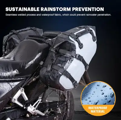 Wild Heart waterproof motorcycle saddle side pannier bags, boasting a generous 36L (2x18L) capacity,...